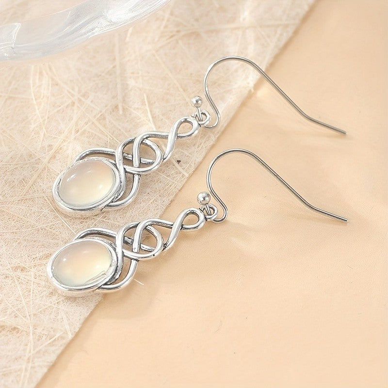 Moonstone Infinity Drop Earrings