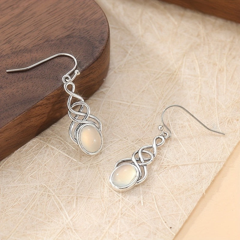 Moonstone Infinity Drop Earrings