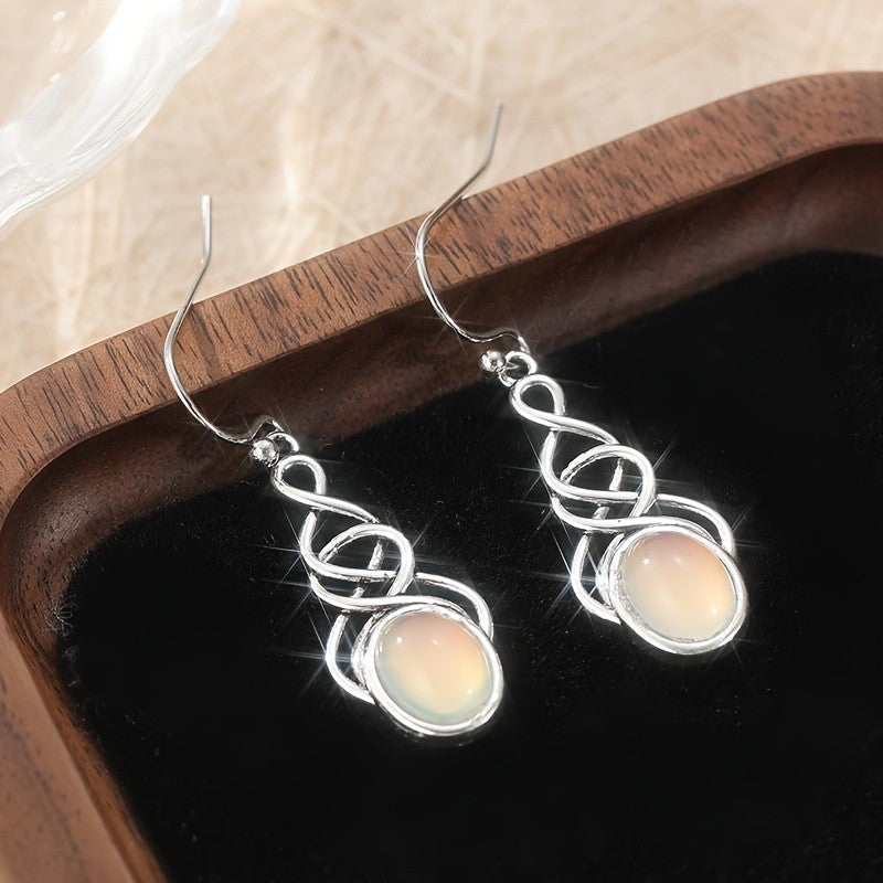 Moonstone Infinity Drop Earrings