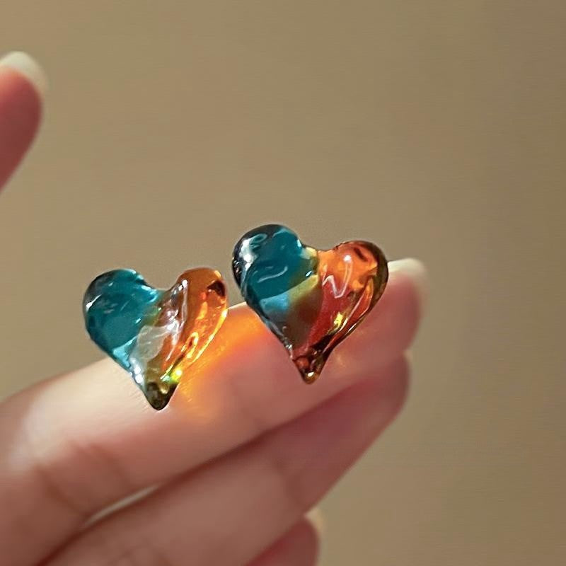 Multicolor Jelly Heart Earrings