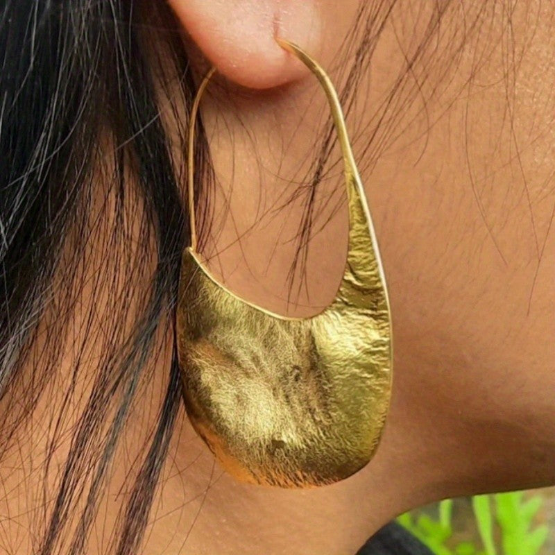 Textured Gold-Tone Scoop Earrings