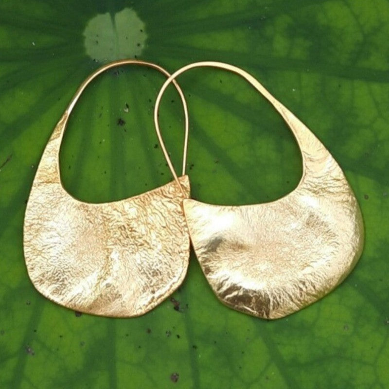 Textured Gold-Tone Scoop Earrings