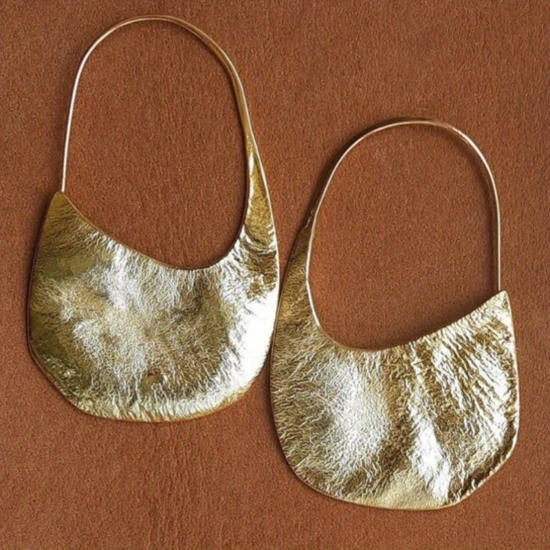 Textured Gold-Tone Scoop Earrings