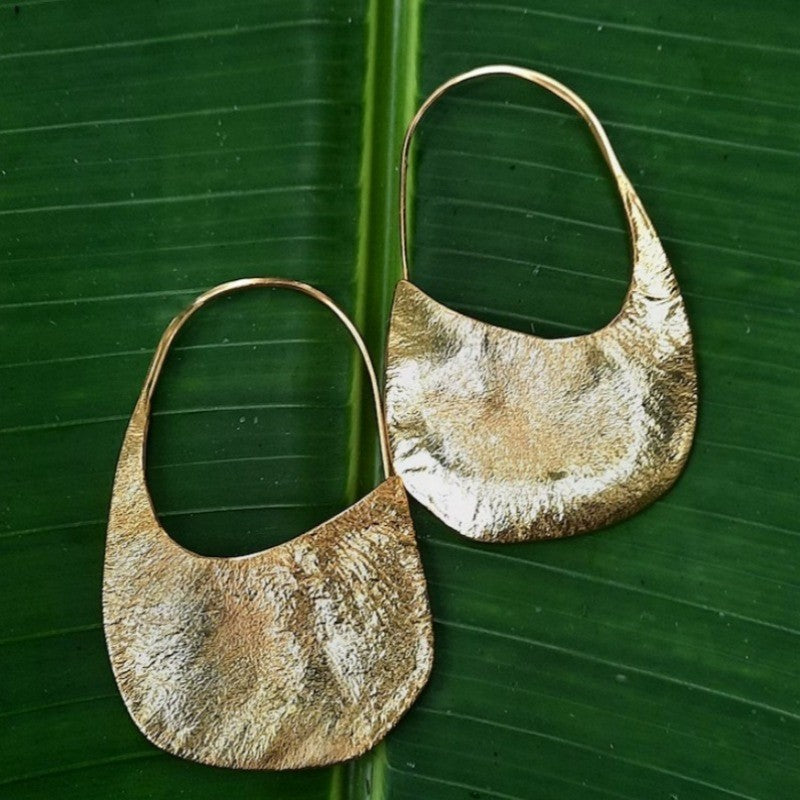 Textured Gold-Tone Scoop Earrings