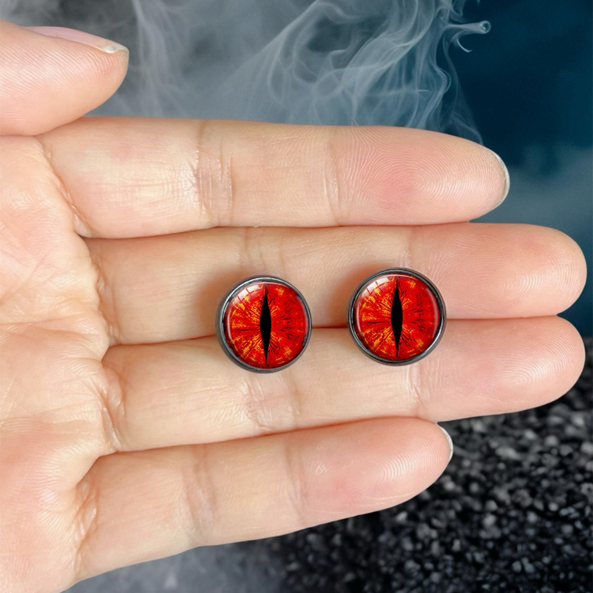 Red Dragon Eye Stud Earrings
