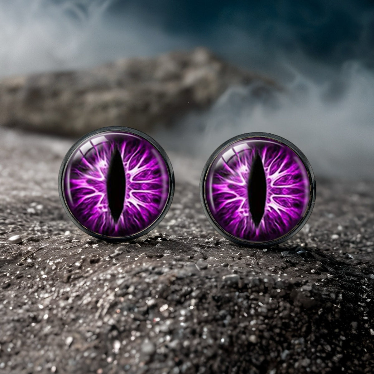 Purple Lightning Eye Stud Earrings
