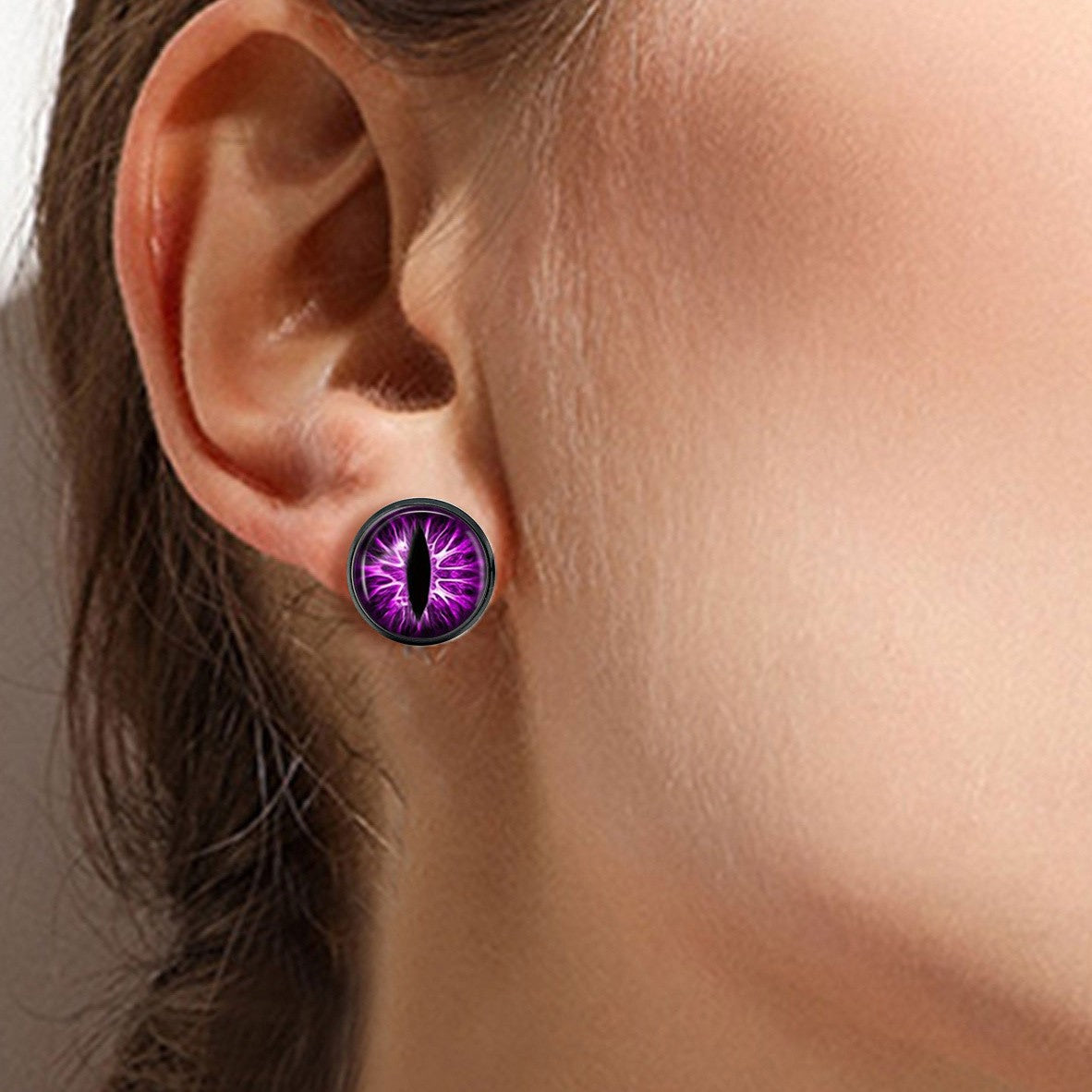 Purple Lightning Eye Stud Earrings