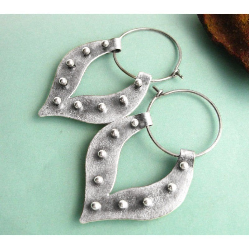 Studded Leaf Drop Earrings
