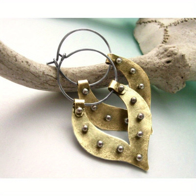 Studded Leaf Drop Earrings