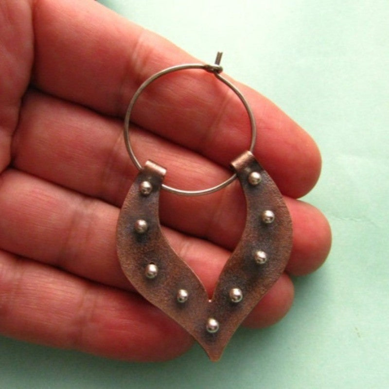 Studded Leaf Drop Earrings