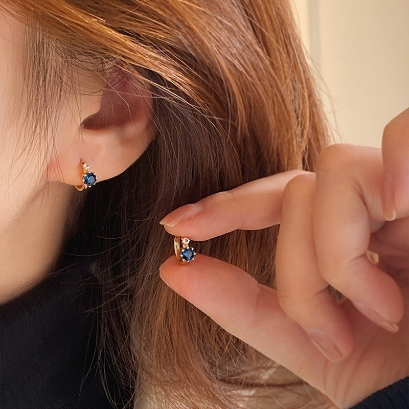 Blue Crystal Hoop Earrings