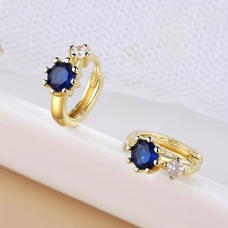 Blue Crystal Hoop Earrings