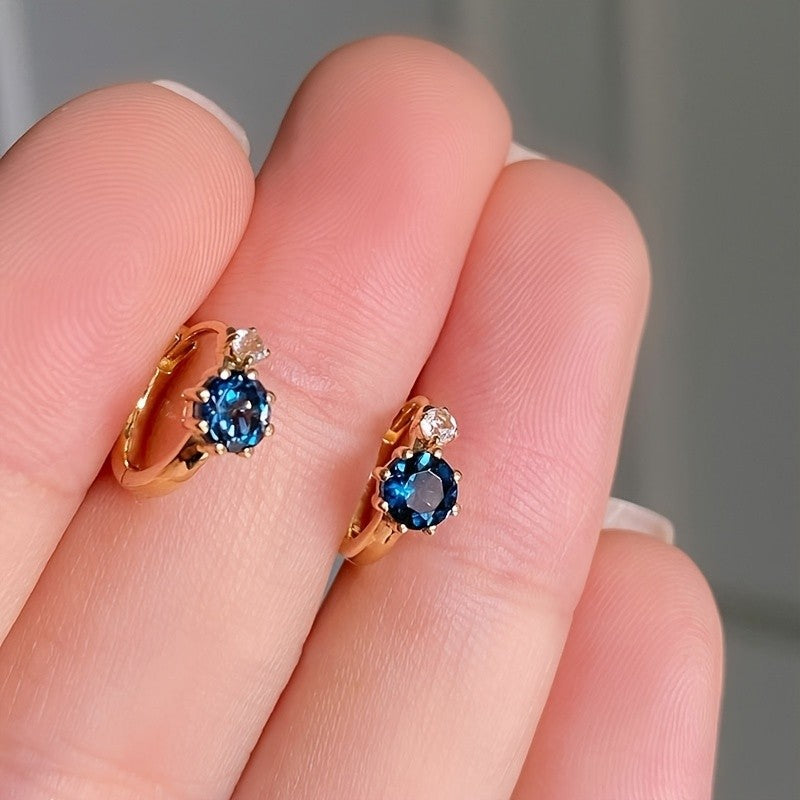 Blue Crystal Hoop Earrings