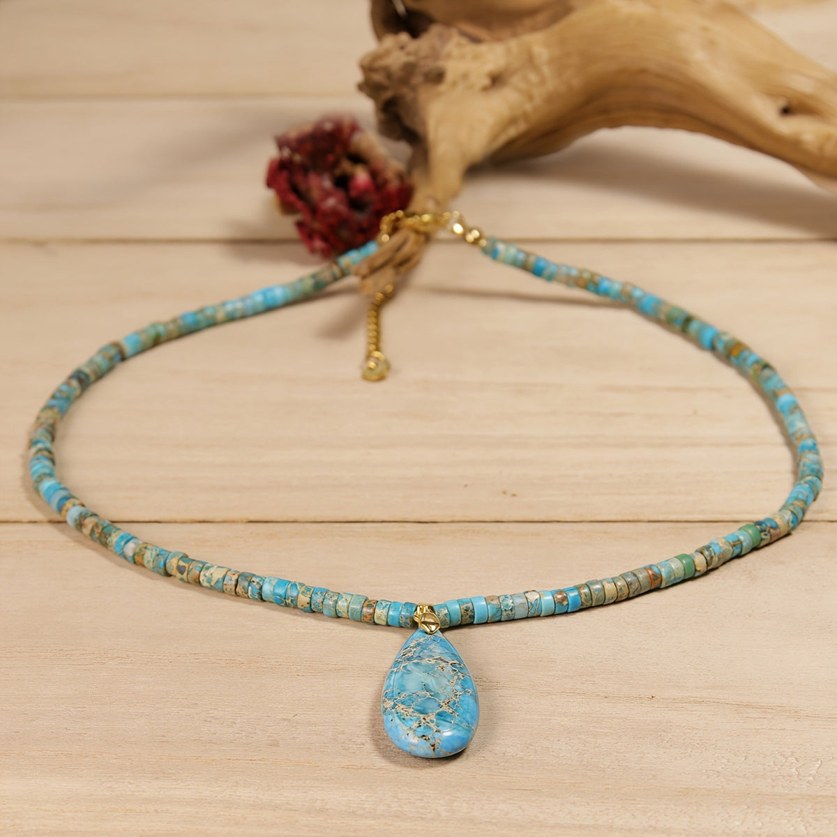 Turquoise Beaded Teardrop Necklace