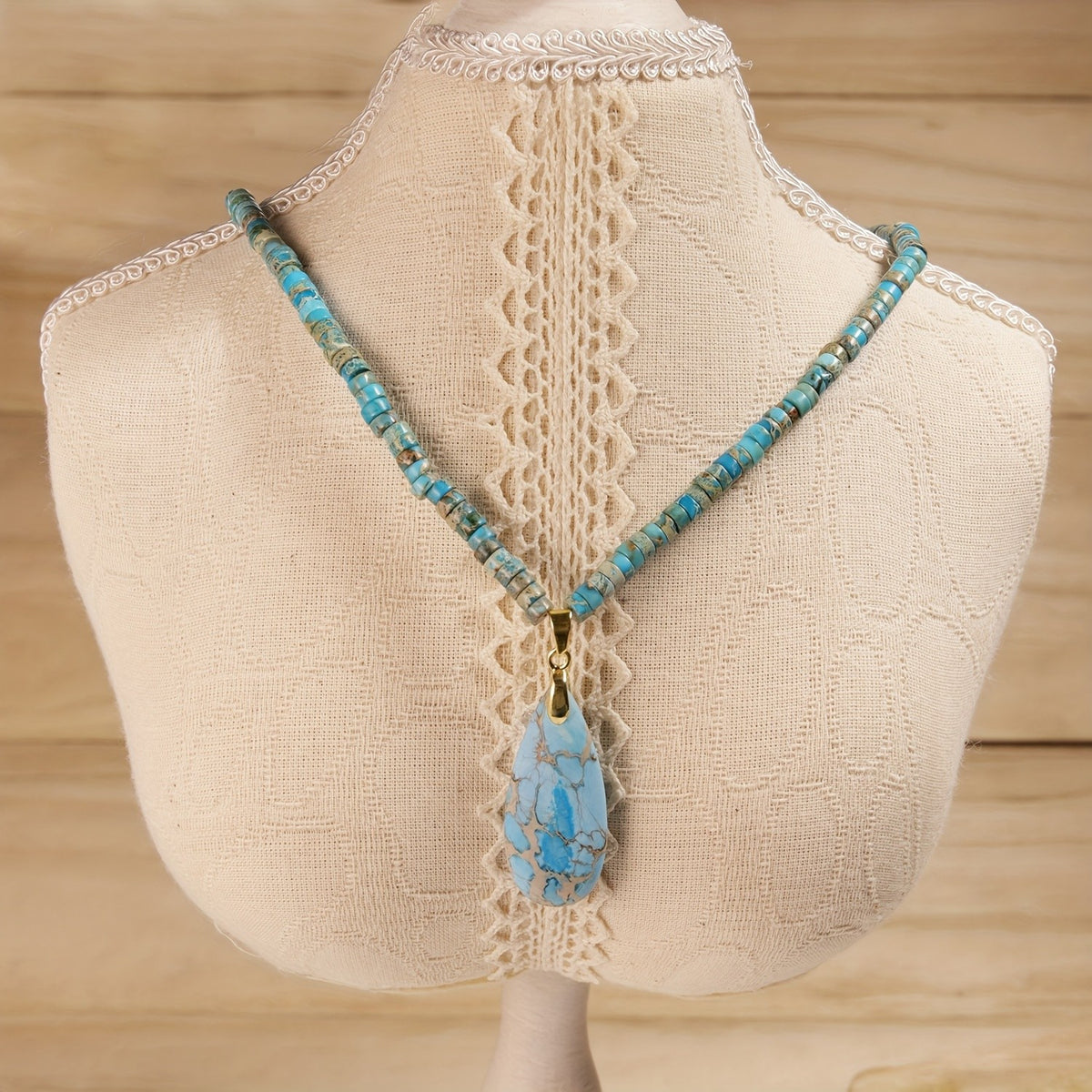 Turquoise Beaded Teardrop Necklace