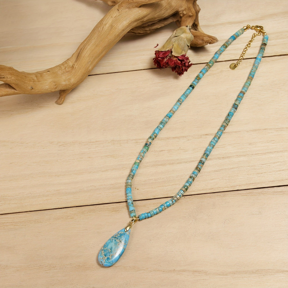Turquoise Beaded Teardrop Necklace