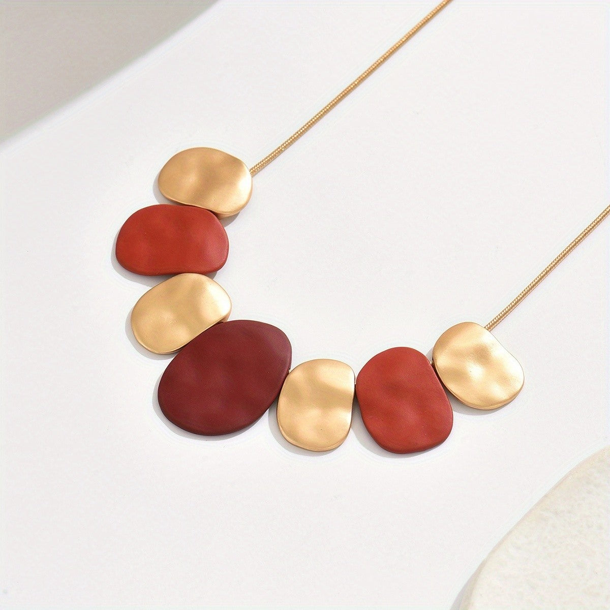 Red & Gold Oval Necklace