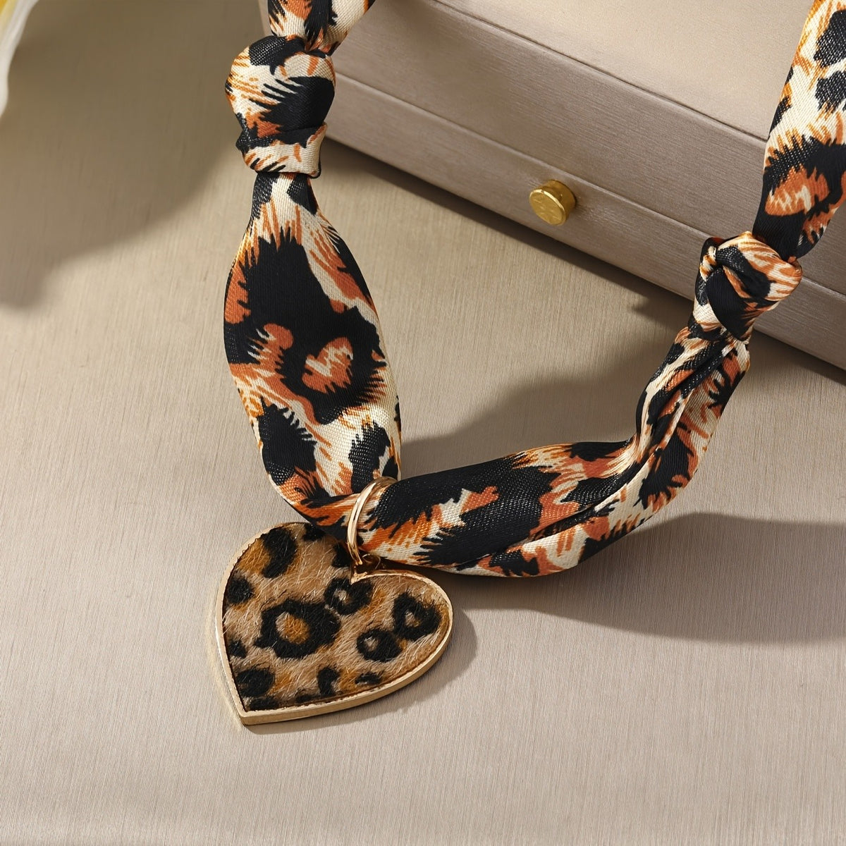 Leopard Print Heart Scarf Necklace