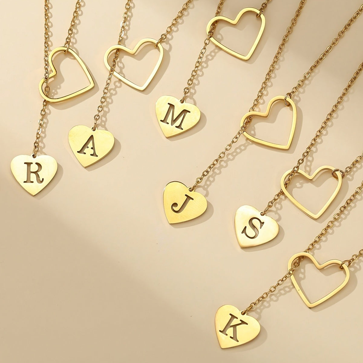 Open Heart Initial Lariat Necklace