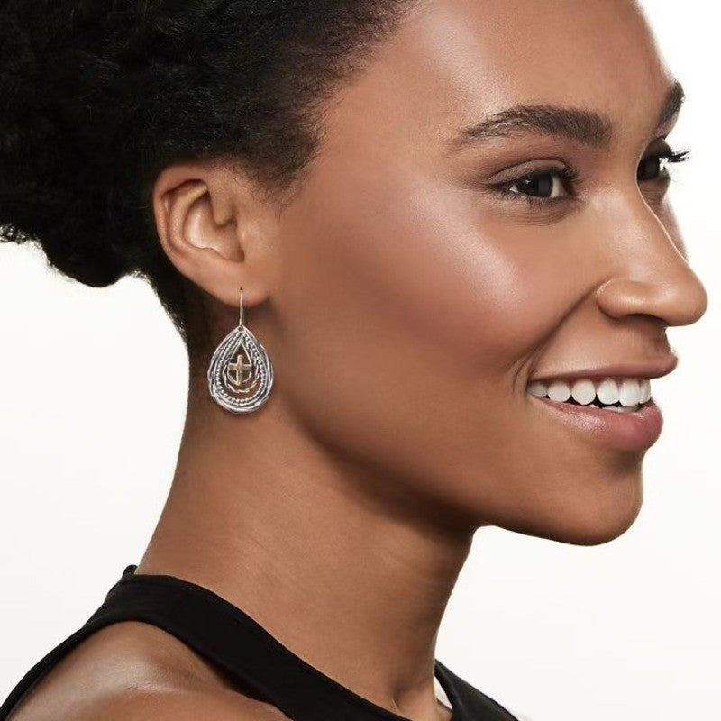 Two-Tone Cross Drop Earrings