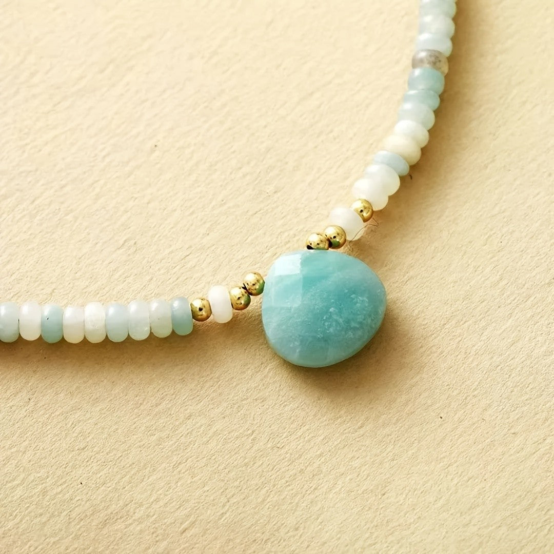 Amazonite Bead Drop Necklace