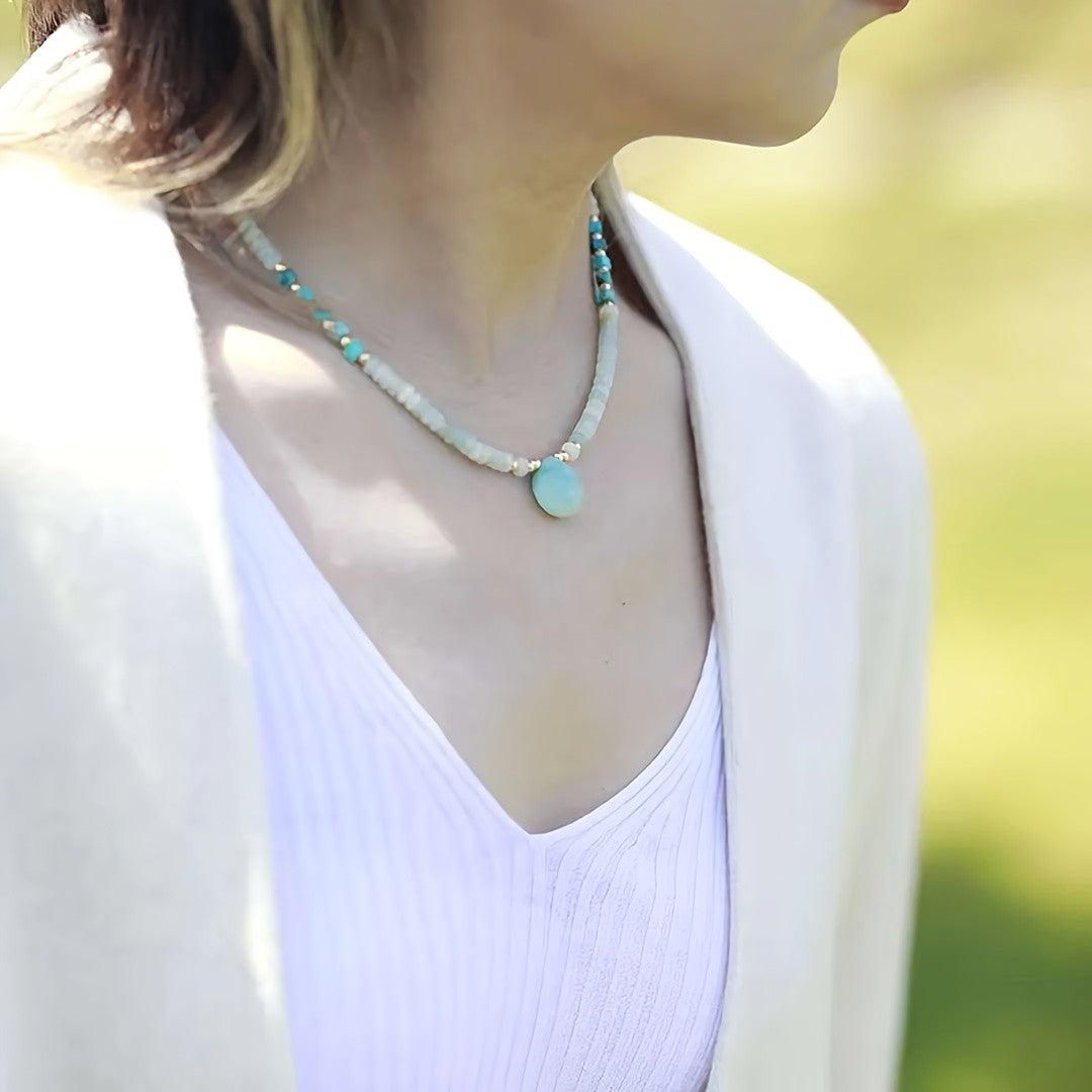 Amazonite Bead Drop Necklace