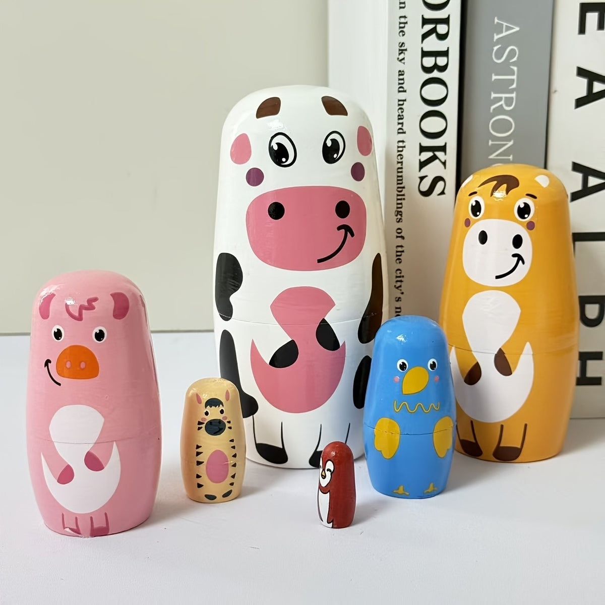 Colorful Farm Animal Nesting Doll Set