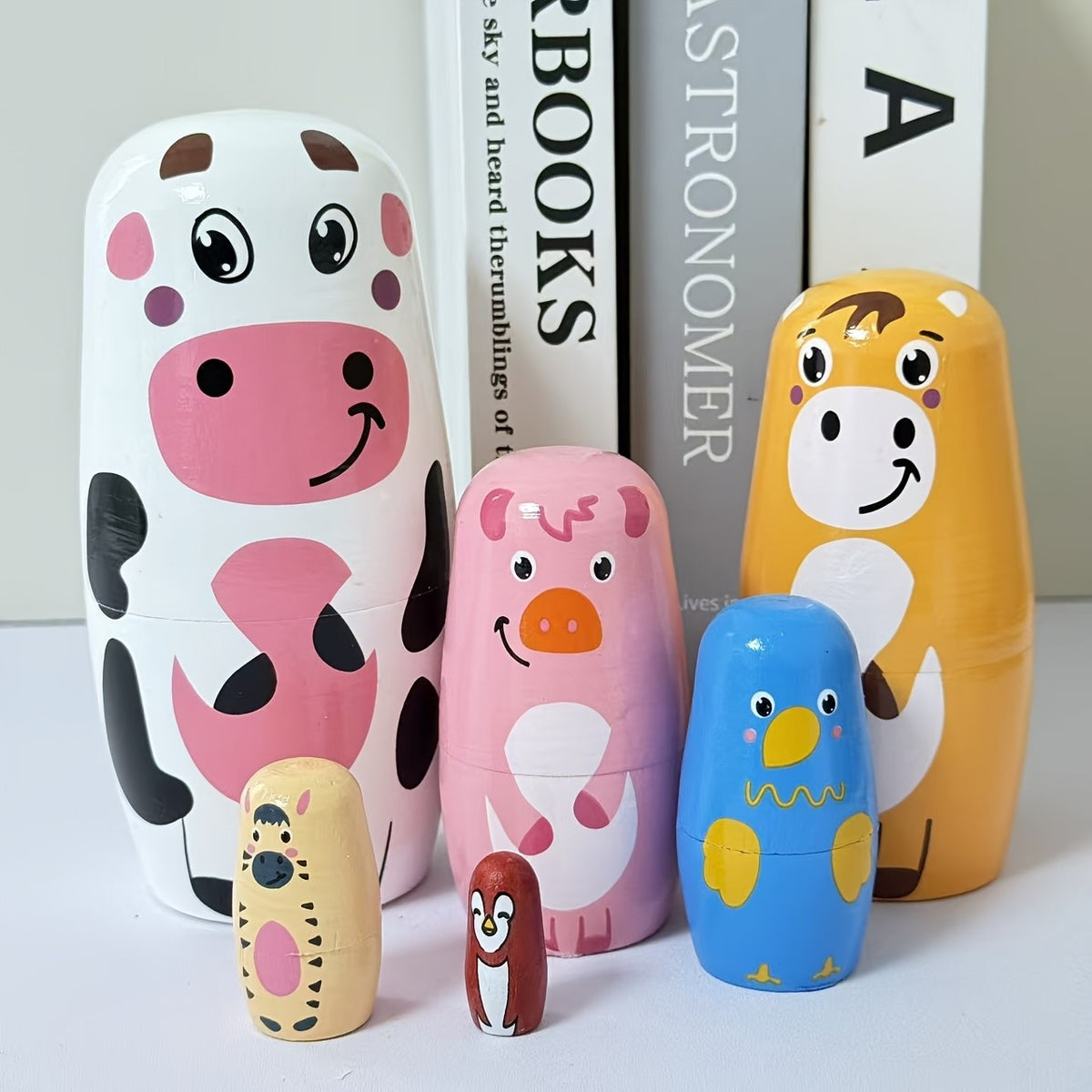 Colorful Farm Animal Nesting Doll Set