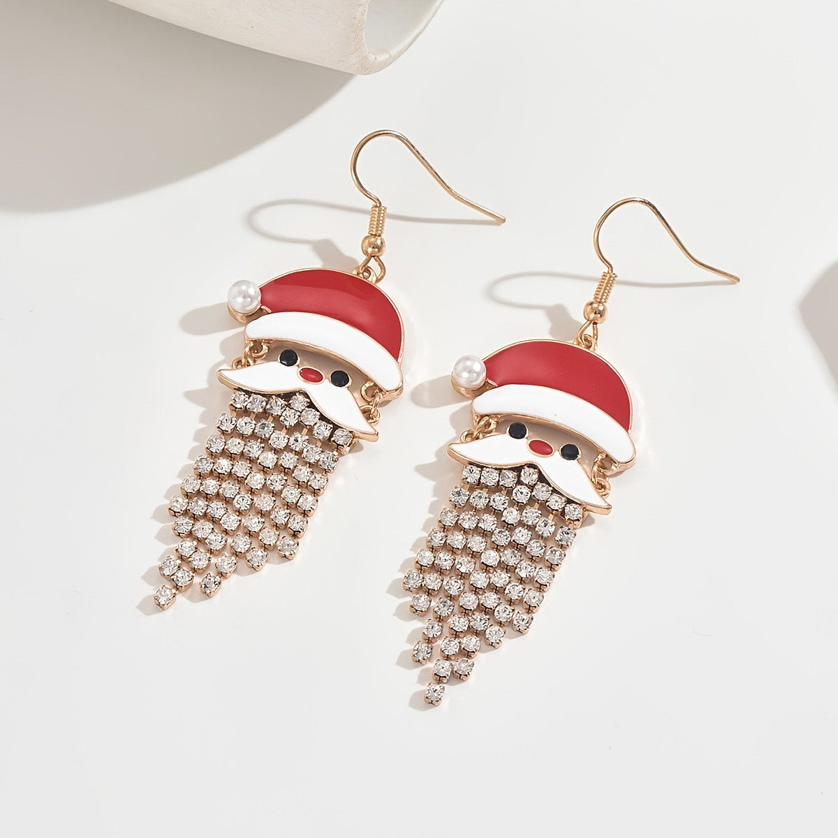 Santa Face Crystal Drop Earrings