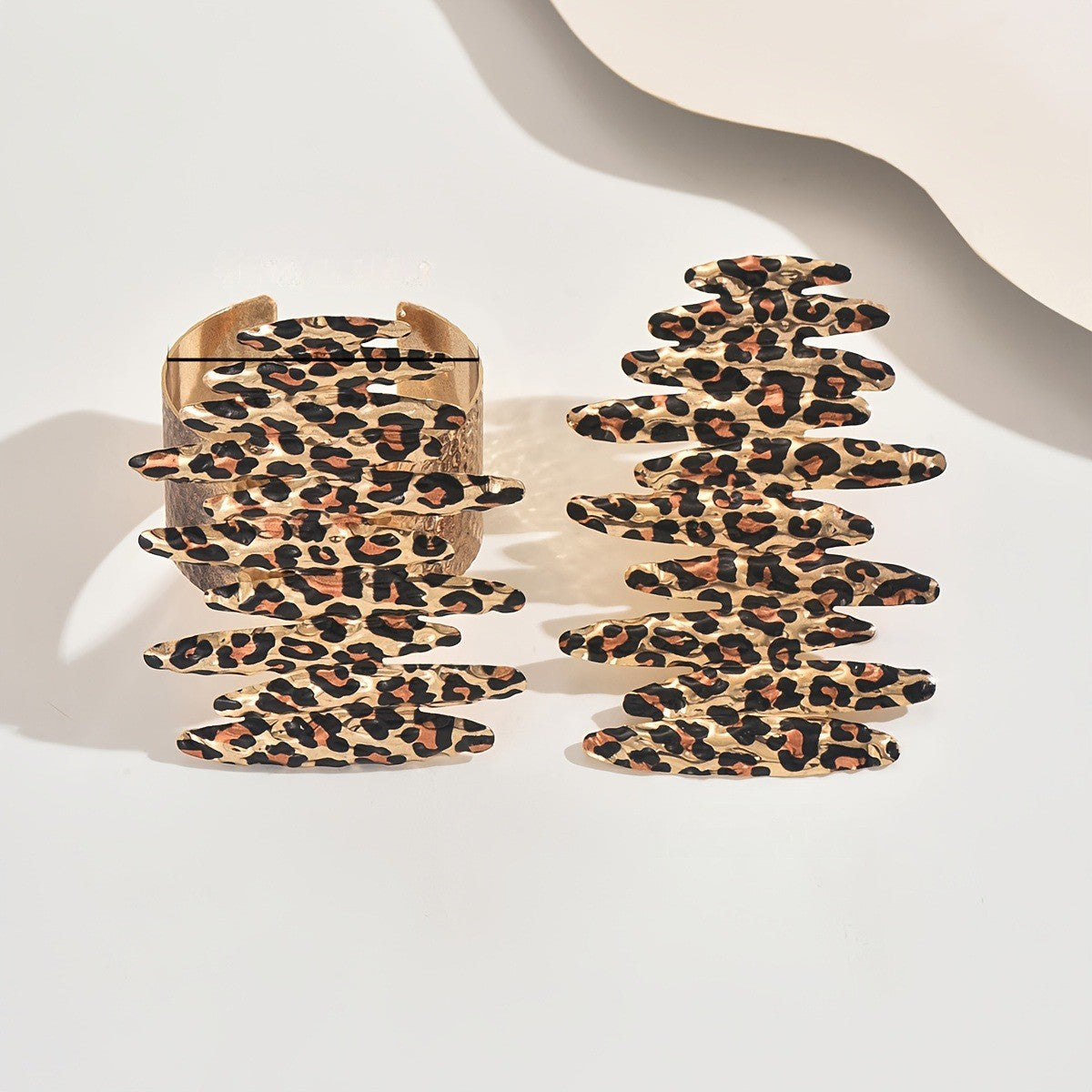 Leopard Print Wave Ring & Bracelet Set