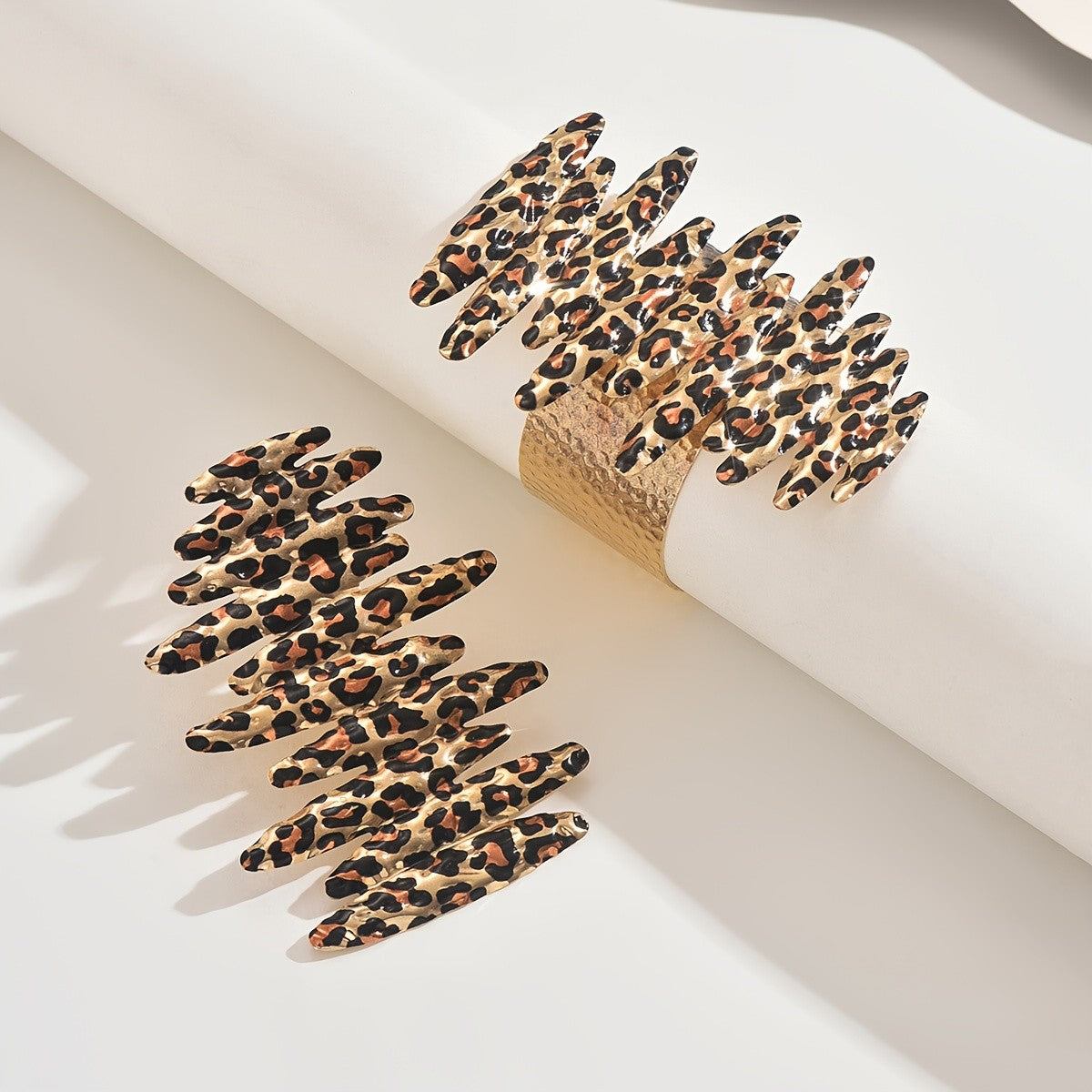 Leopard Print Wave Ring & Bracelet Set