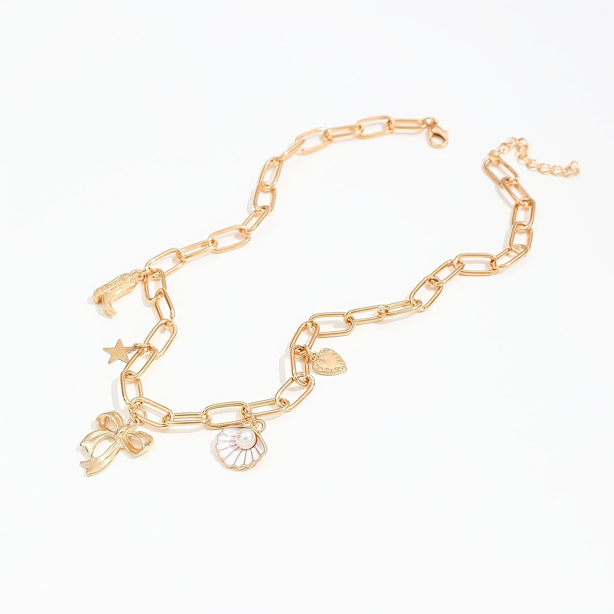 Seashell Bow & Star Charm Necklace