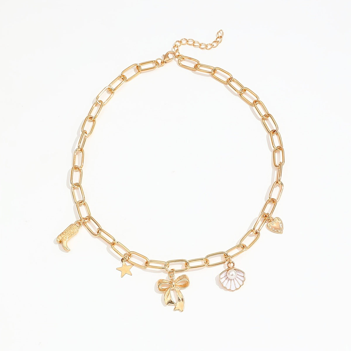 Seashell Bow & Star Charm Necklace