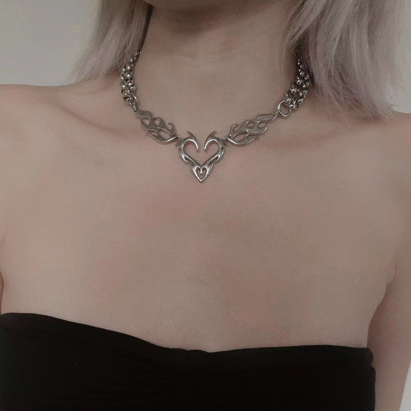 Flame Heart Statement Necklace