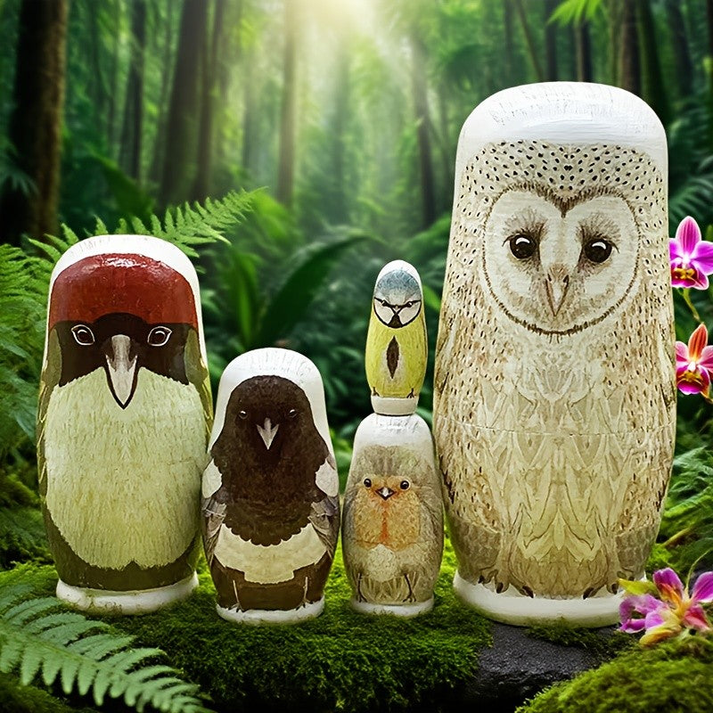 Hand Painted Bird Nesting Doll Set