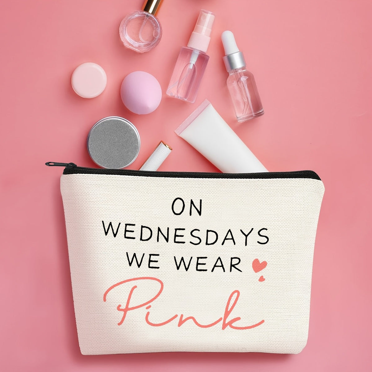 Pink Script Zip Pouch