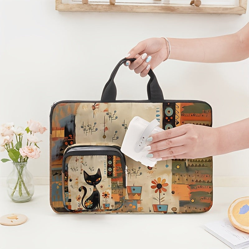 Black Cat Pattern Laptop Bag