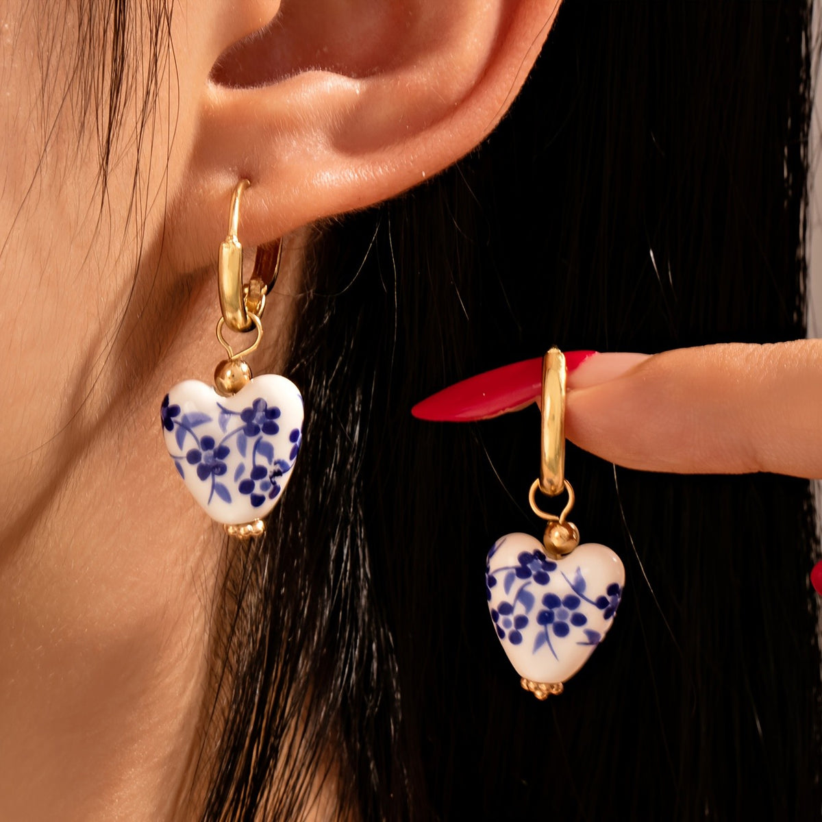 Porcelain Heart & Teacup Earrings