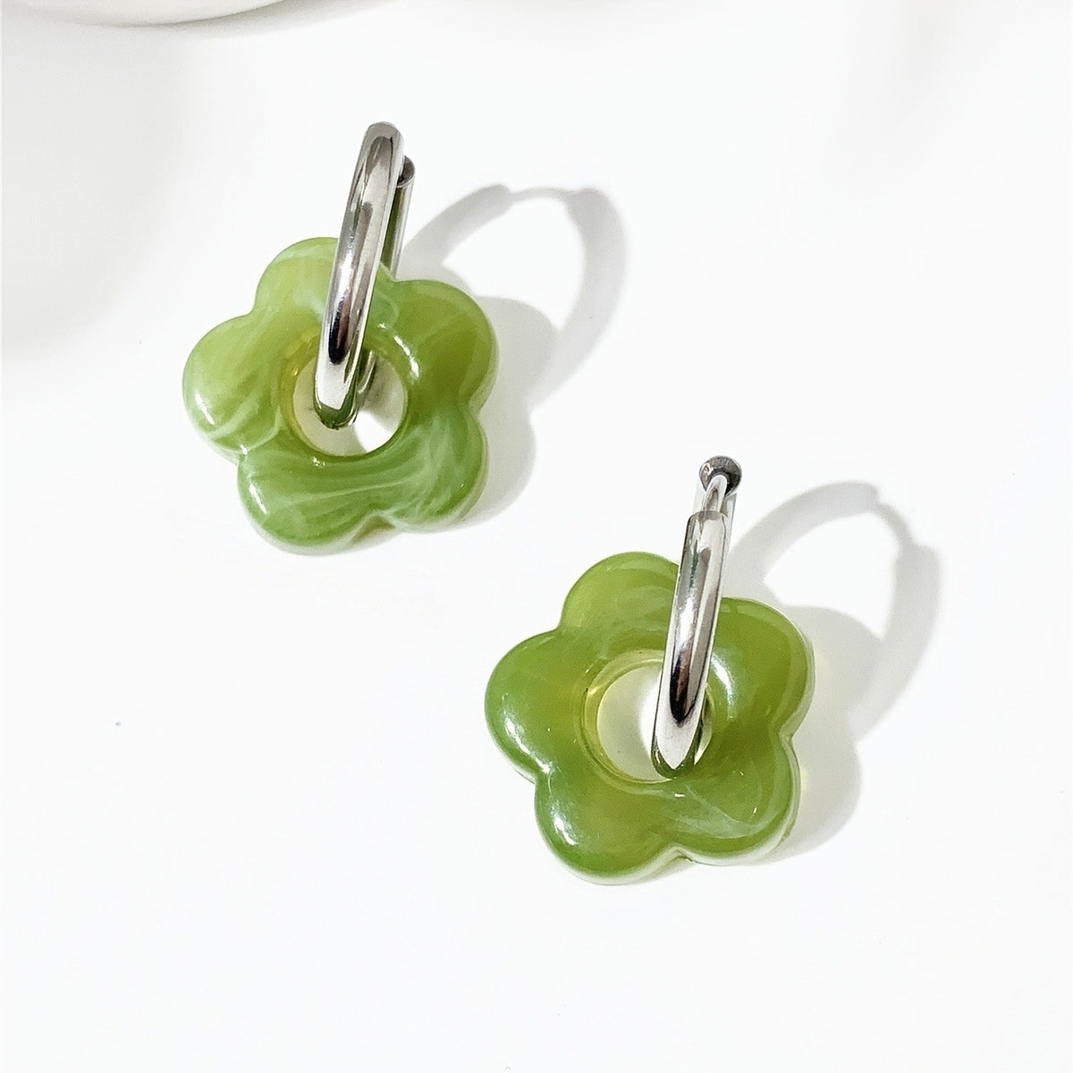 Marbled Flower Hoop Earrings