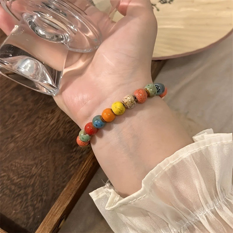 Multicolor Ceramic Bead Necklace & Bracelet Set