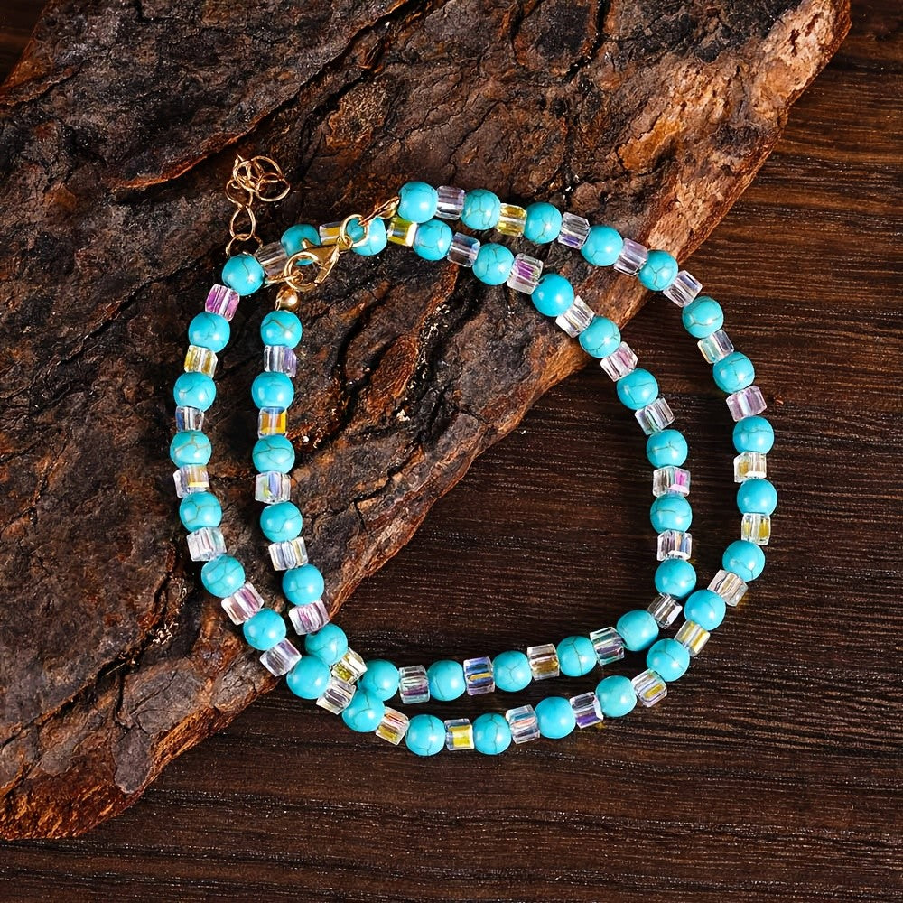 Turquoise Oval Pendant Necklace Set