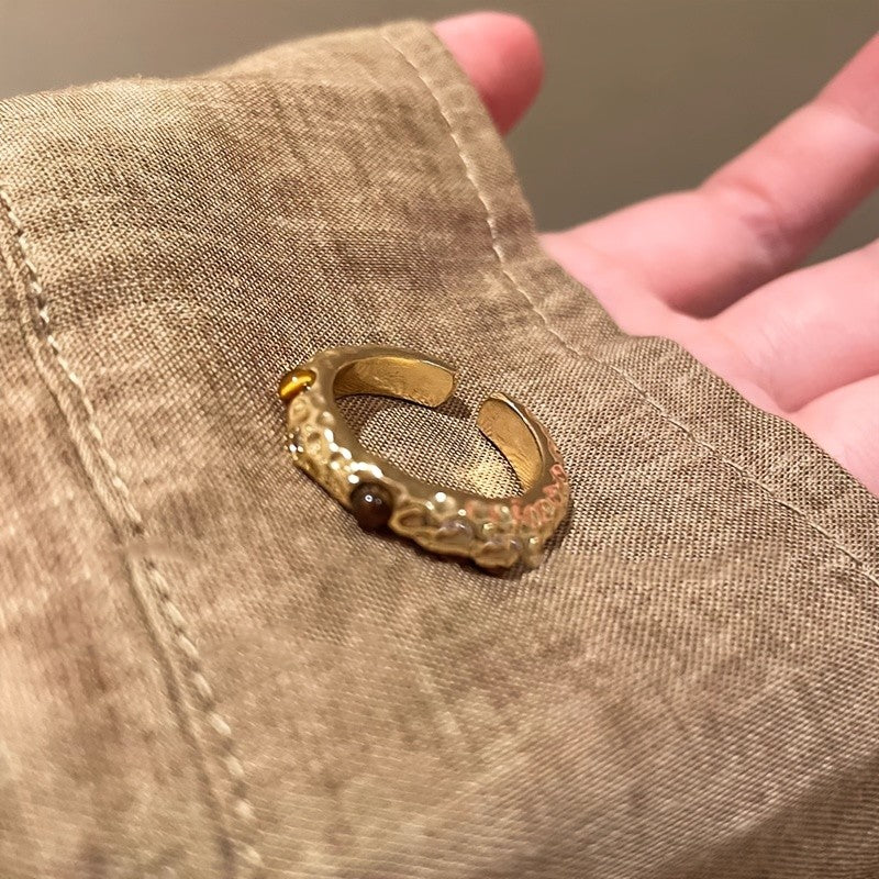 Tiger Eye & Crystal Ring Set