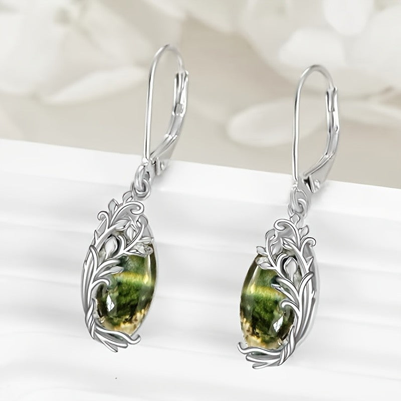 Green Moss Vine Drop Earrings