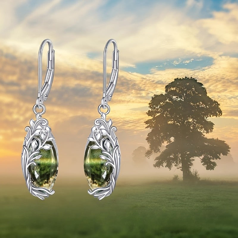 Green Moss Vine Drop Earrings