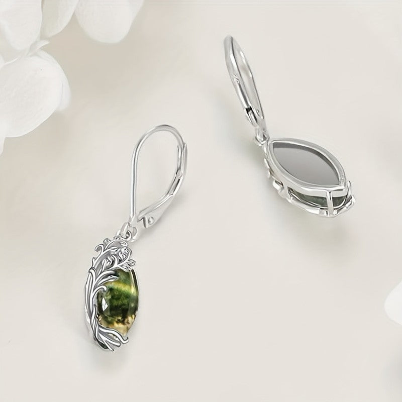 Green Moss Vine Drop Earrings