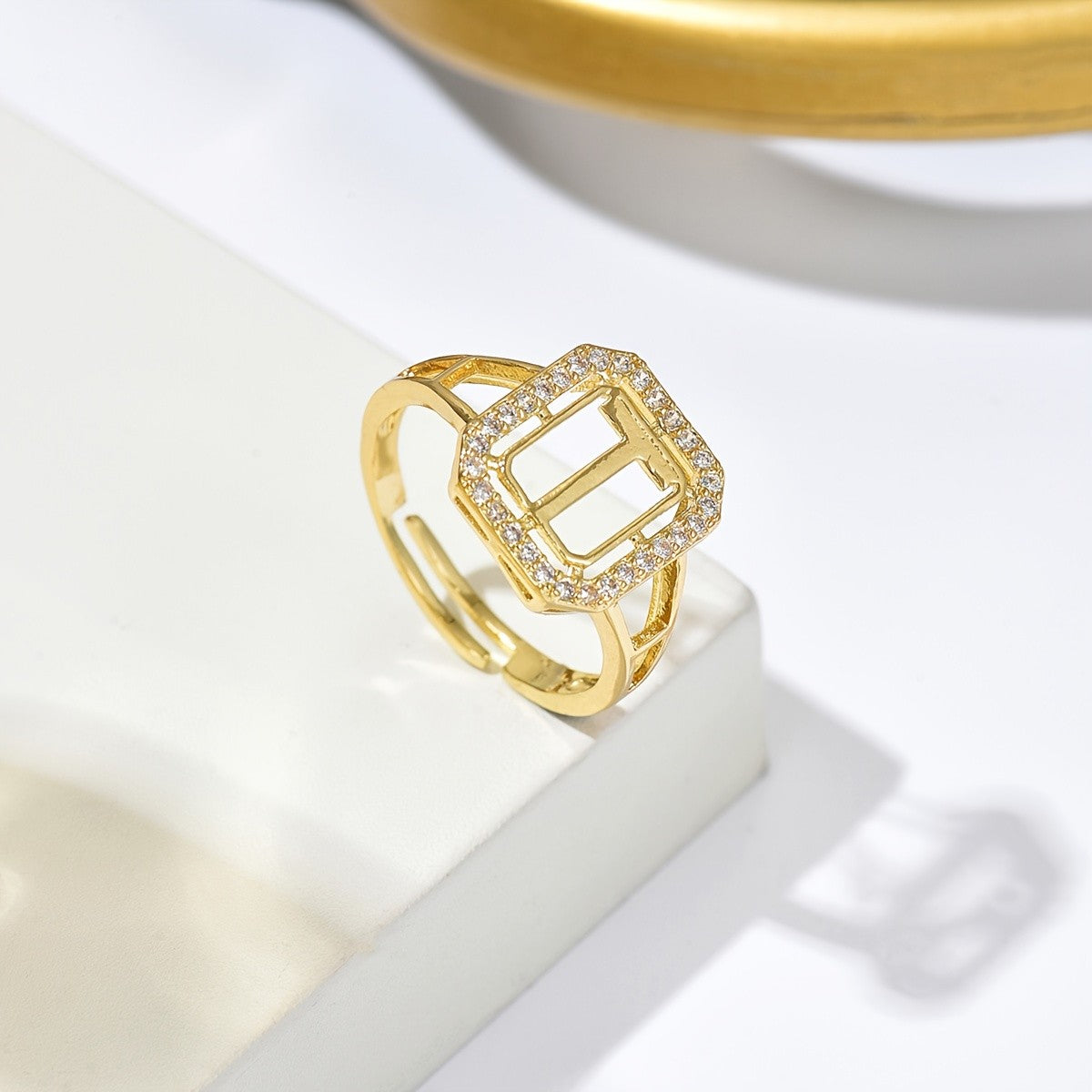 Crystal Initial Square Ring