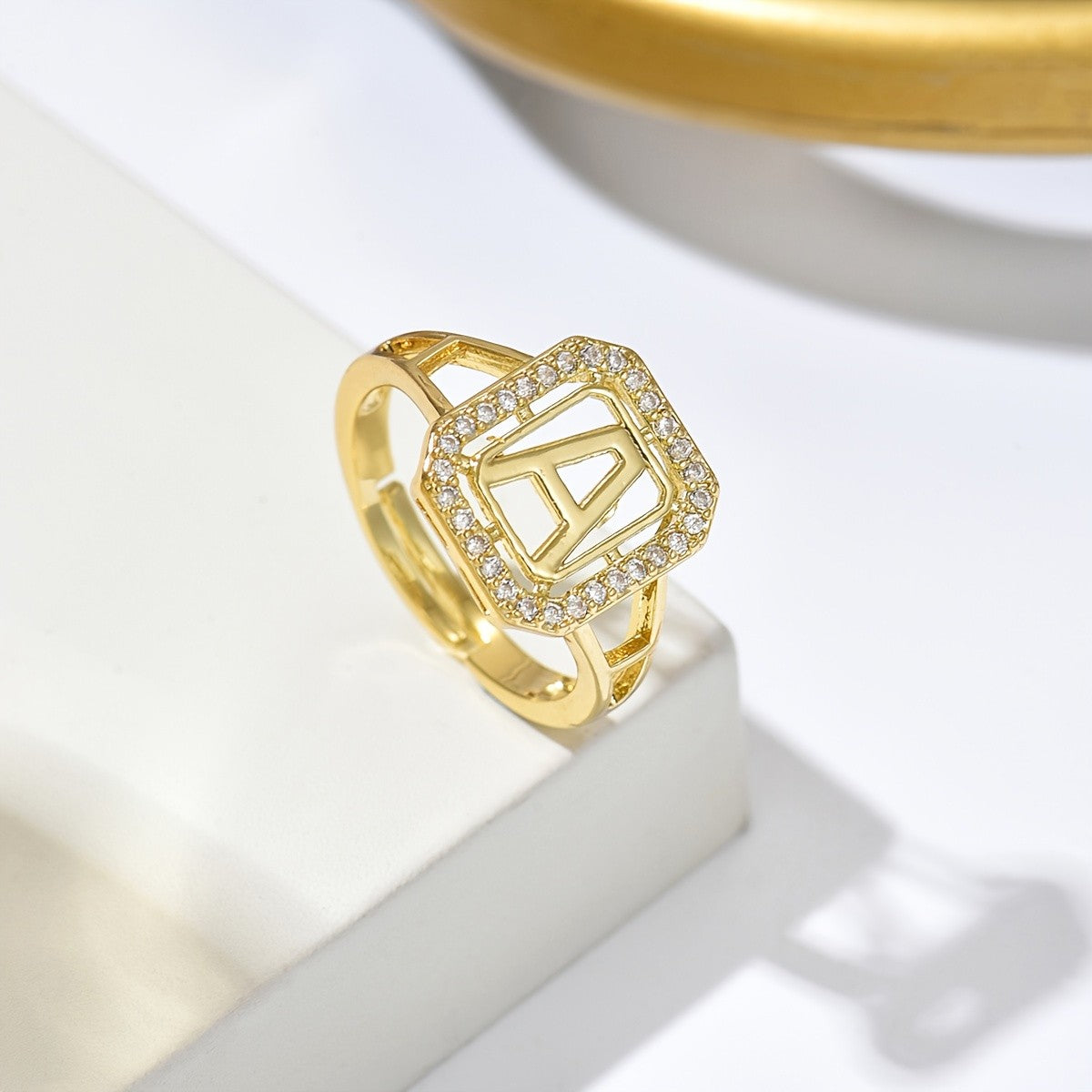 Crystal Initial Square Ring