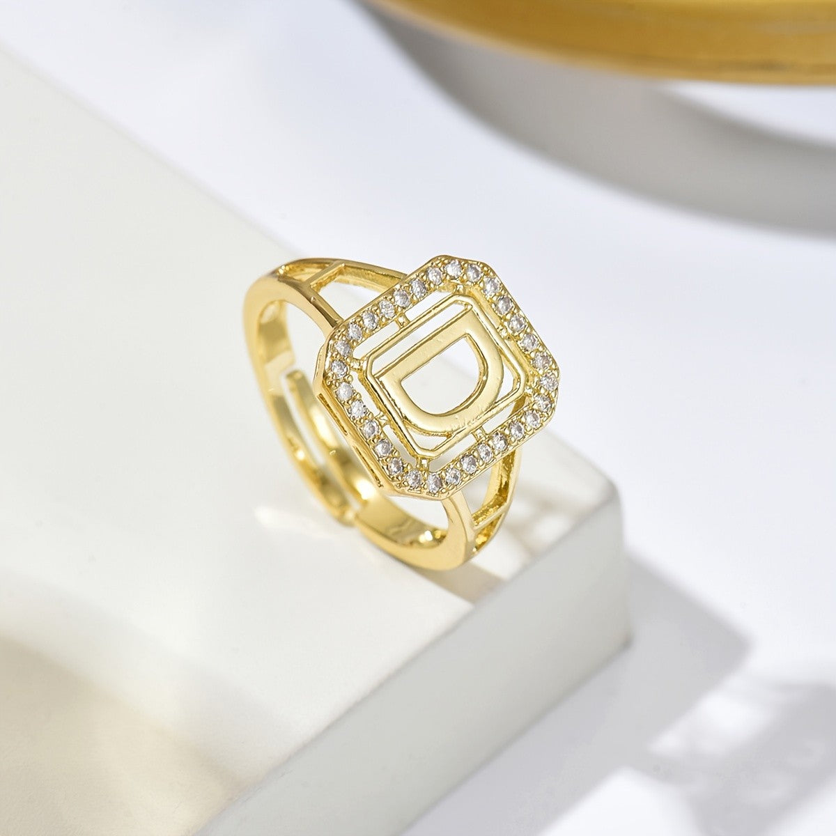 Crystal Initial Square Ring