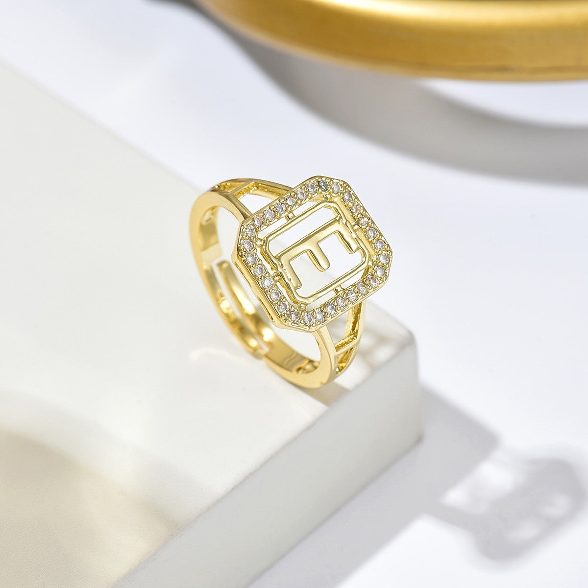 Crystal Initial Square Ring