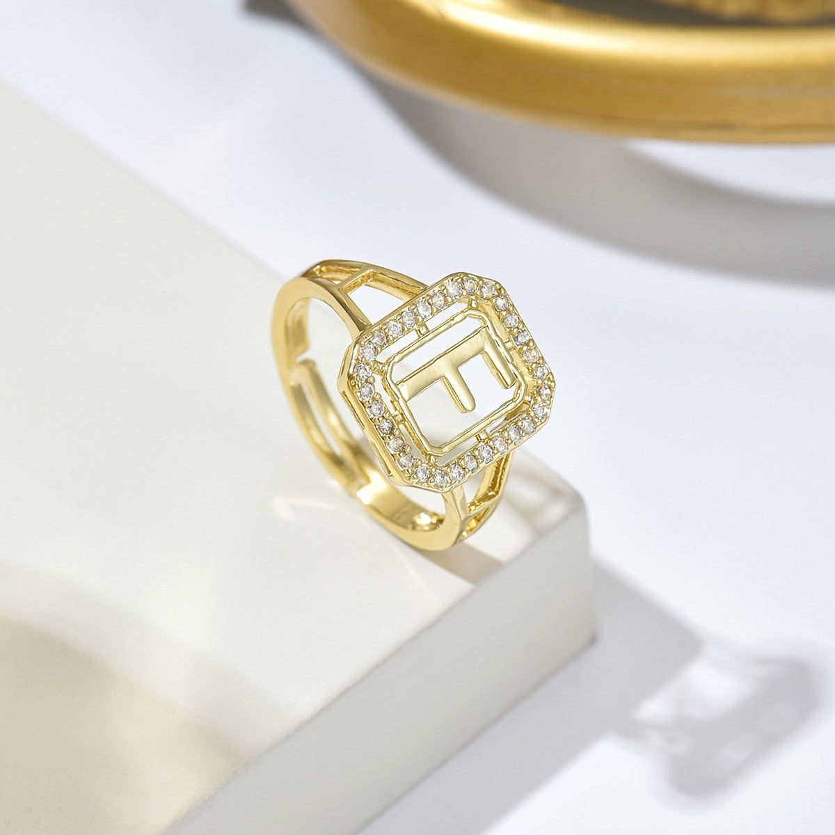 Crystal Initial Square Ring
